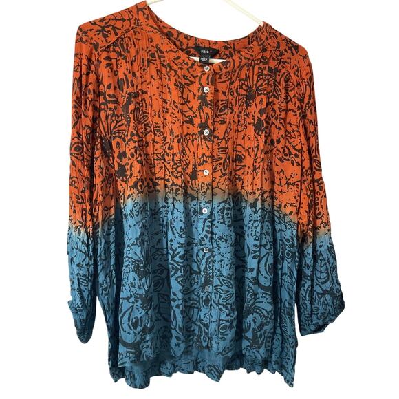 Intro Women’s Top L Large Multicolor Print Long Sleeve Tunic - Picture 3 of 7